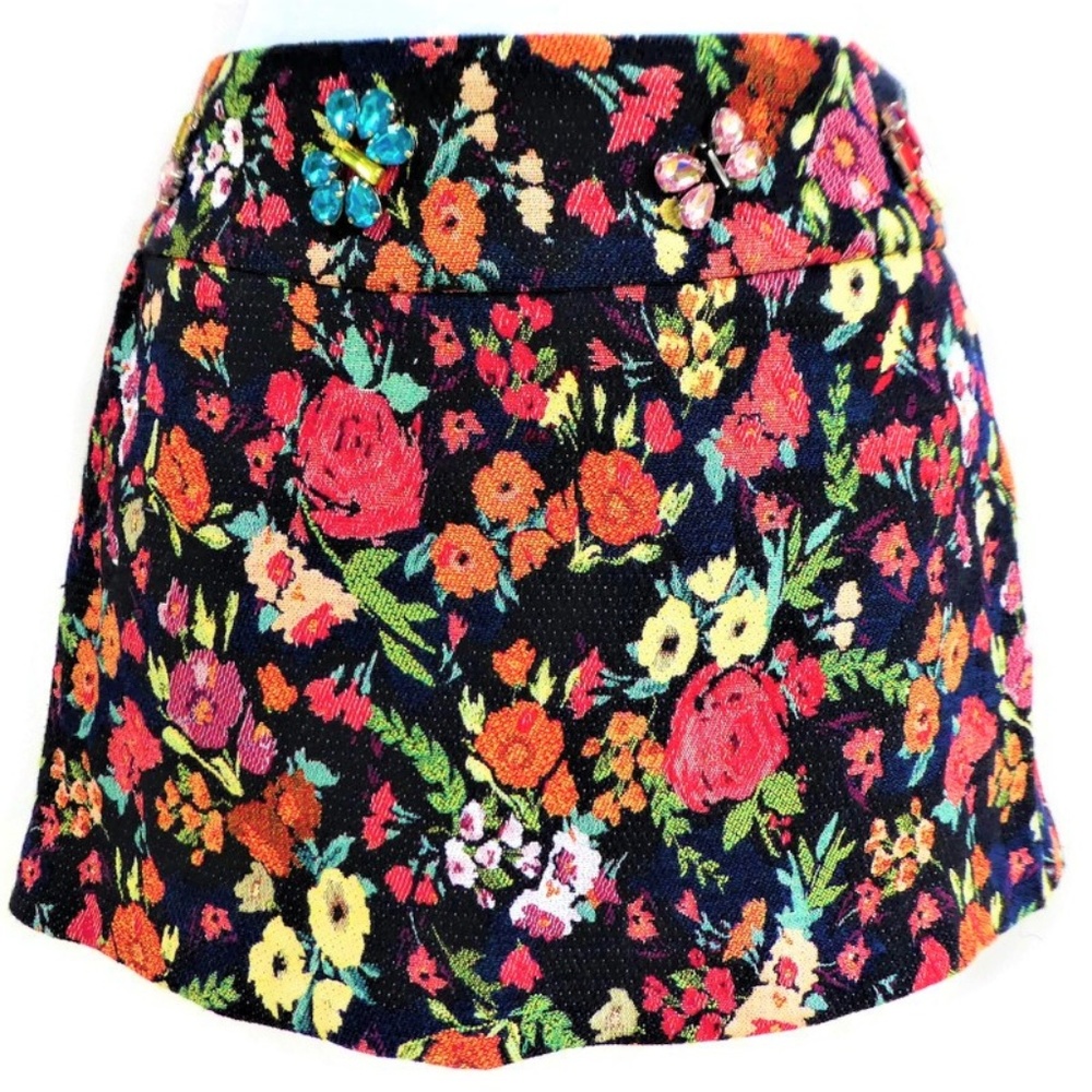 JeWeLeD Zara Trafaluc Tapestry Skort Floral Butterfly Waist Zipper Skirt Shorts